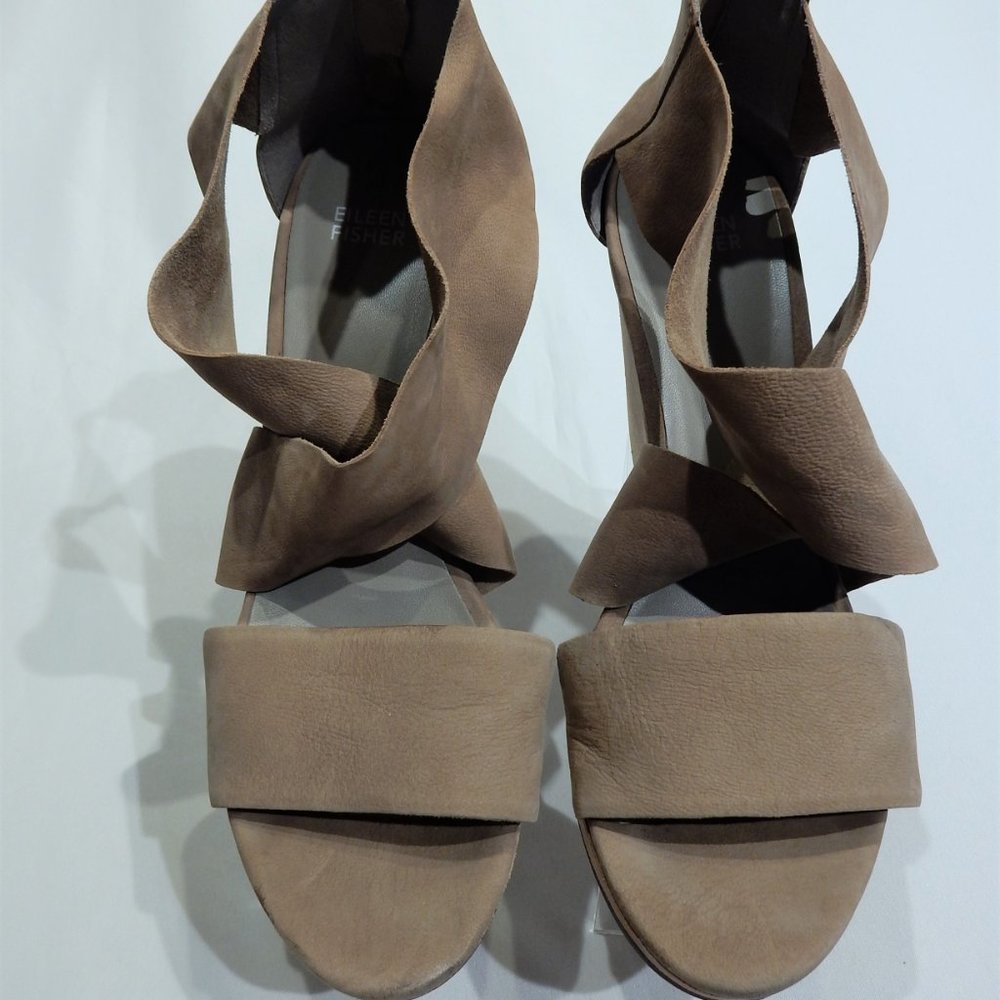 Eileen Fisher "Ellis" Earth Nubuck Sandals in Size 10 - Picture 2 of 5